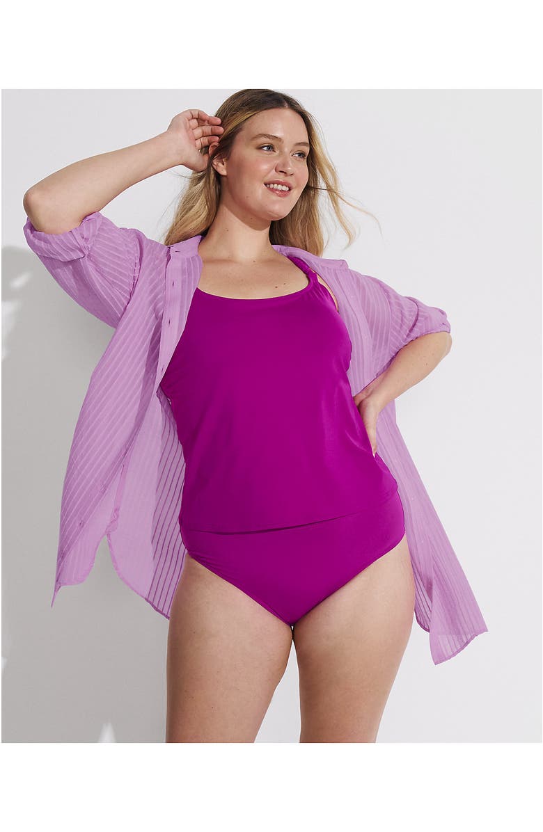 Lands' End Macrame Tankini Top, Alternate, color, Crimson Rose