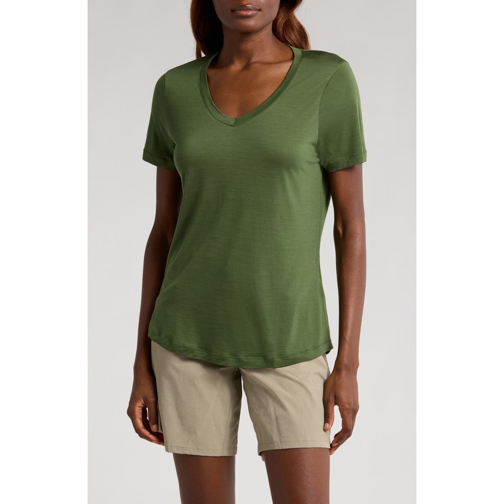 Smartwool Ultralite V-neck Short Sleeve T-shirt In Fern Green