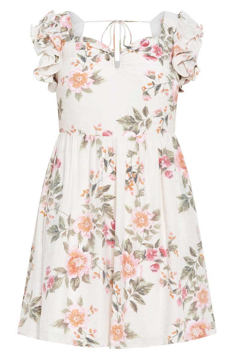 City Chic Alma Notched Ruffle Sleeve Minidress, Alternate, color, Elegant Floral Print