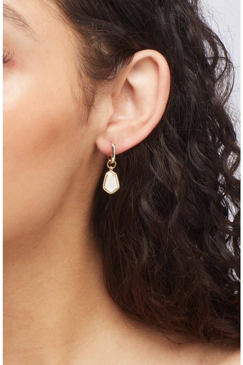 Alexandria Geometric Drop Huggie Hoop Earrings, Alternate, color, GOLD/ IVORY MOTHER OF PEARL