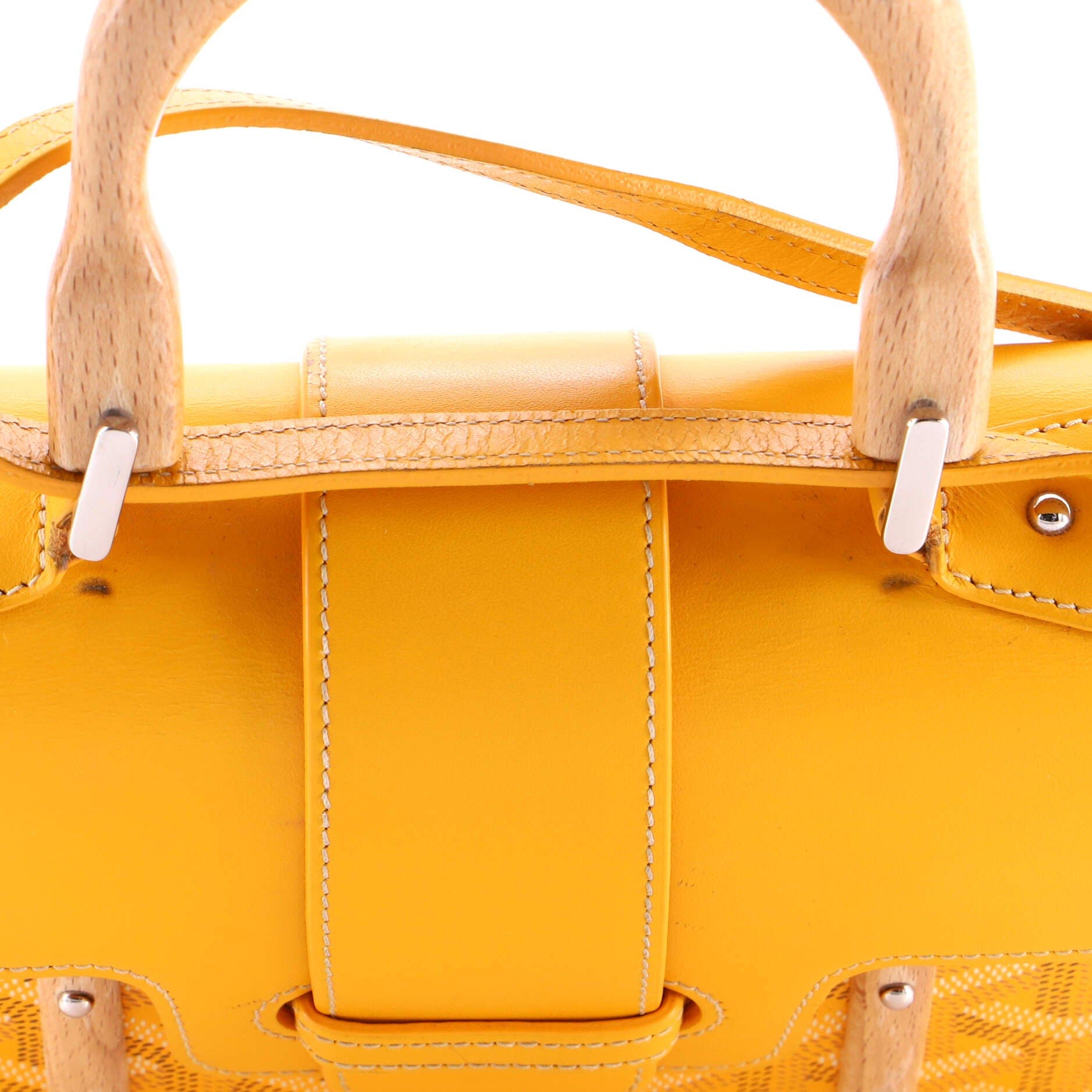 Pre-Owned Goyard Structured Saigon Top Handle Bag Coated Canvas with Leather Mini, Alternate, color, Yellow