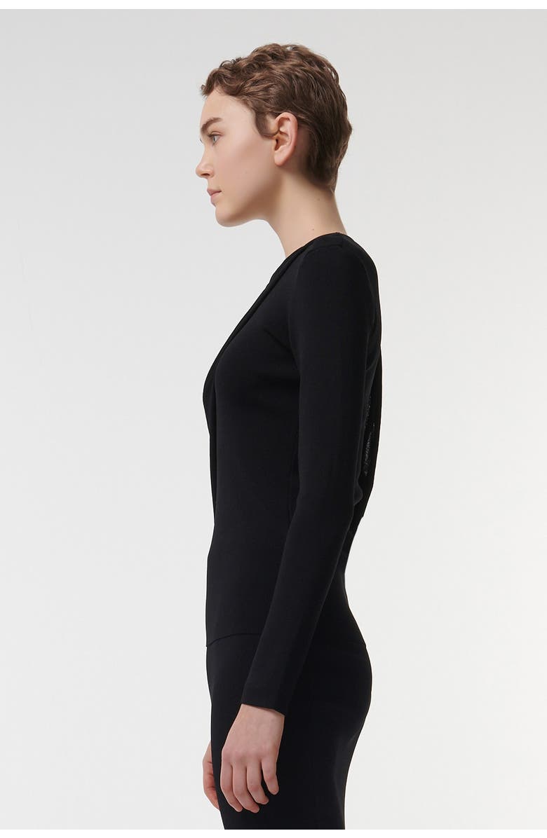 Leem Knitted Top with Scarf Detail, Alternate, color, Black