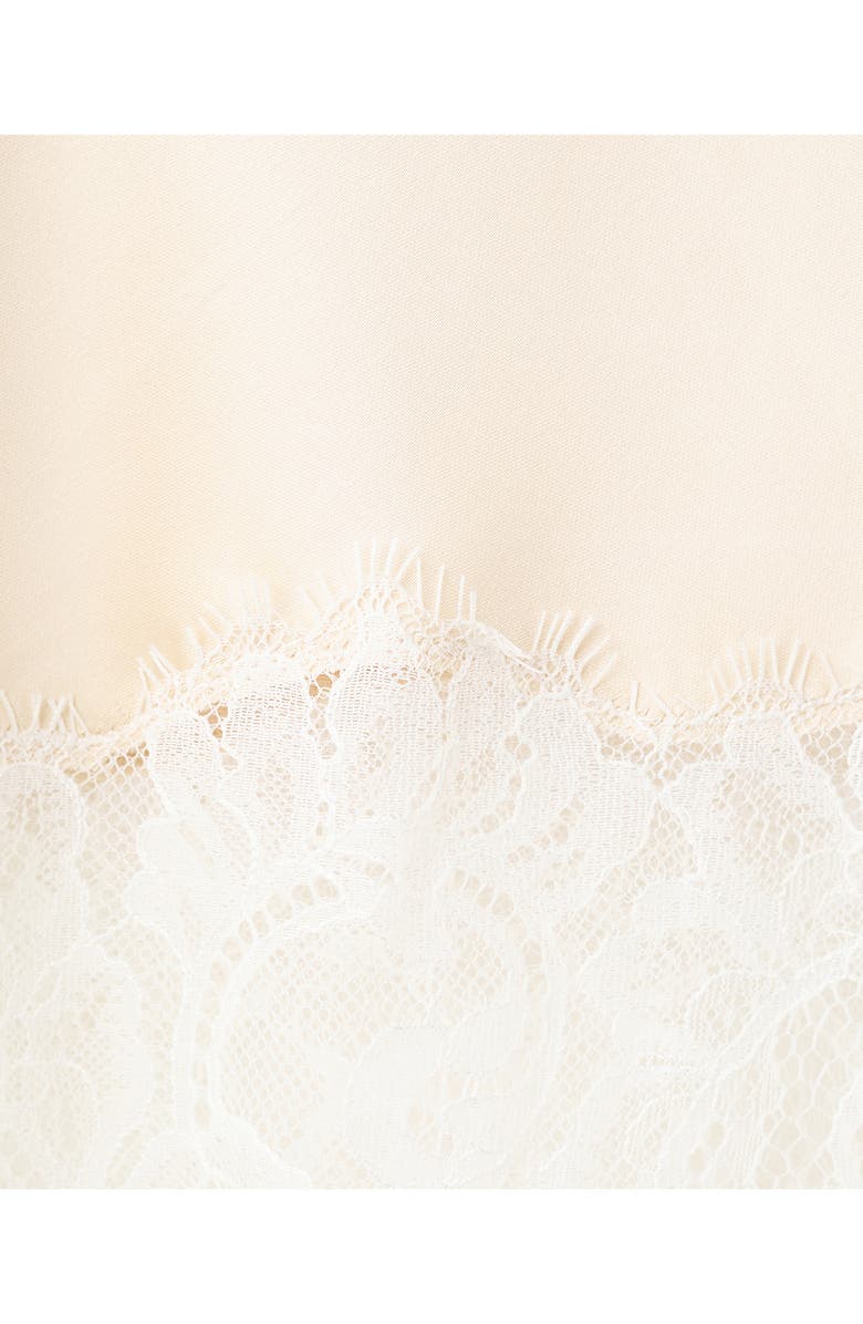 MANGO Lace Trim Satin Midi Skirt, Alternate, color, 