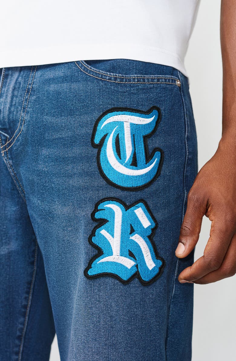 True Religion Bobby Initial Patch Shorts, Alternate, color, Medium Blaze Wash