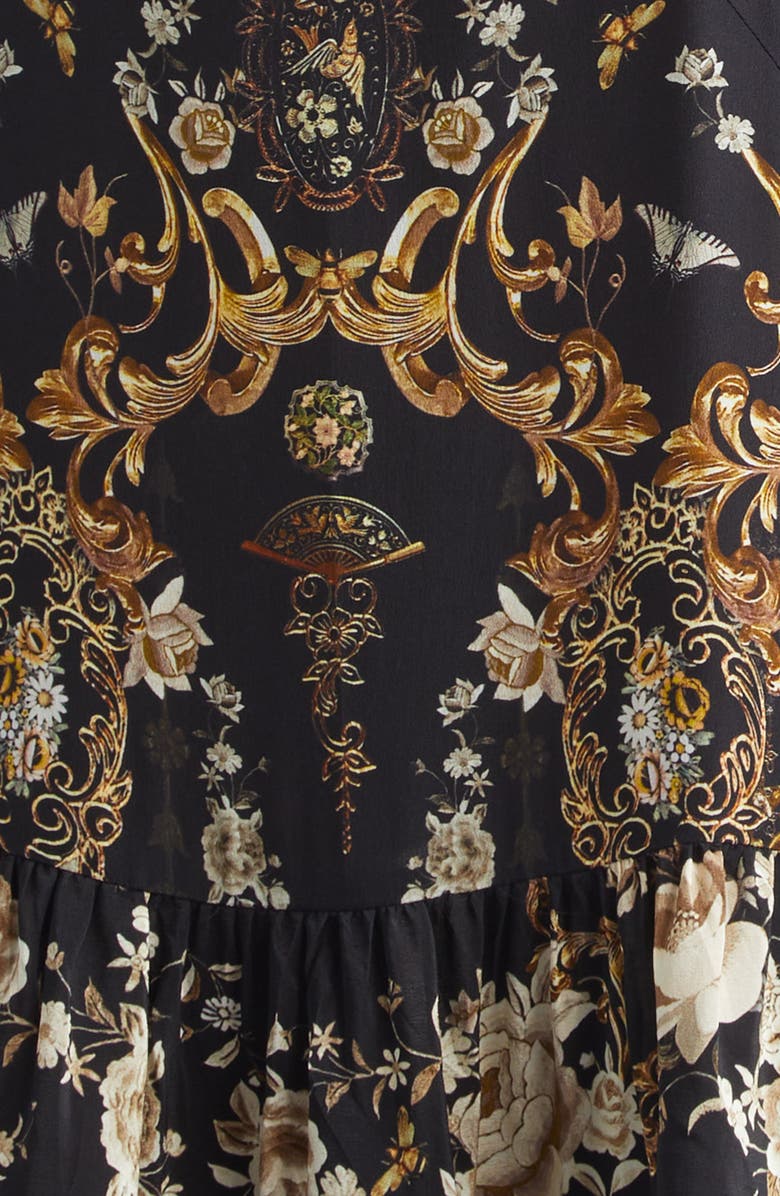 Camilla Flamenco Folklore Print Long Sleeve Tiered Ruffle Silk Minidress, Alternate, color, Flamenco Folklore