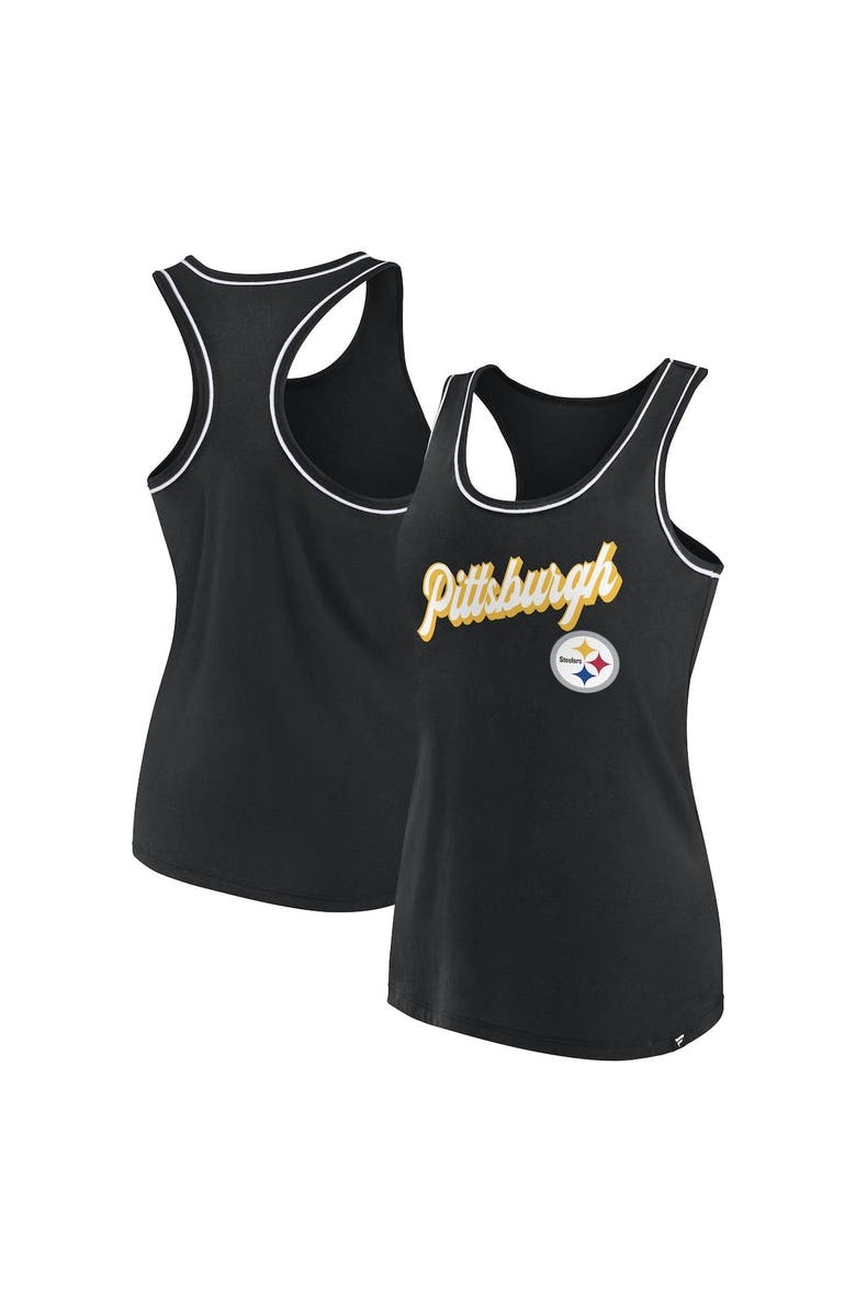 FANATICS Women's Fanatics Branded Black Pittsburgh Steelers Wordmark Logo Racerback Scoop Neck Tank Top, Main, color, 
