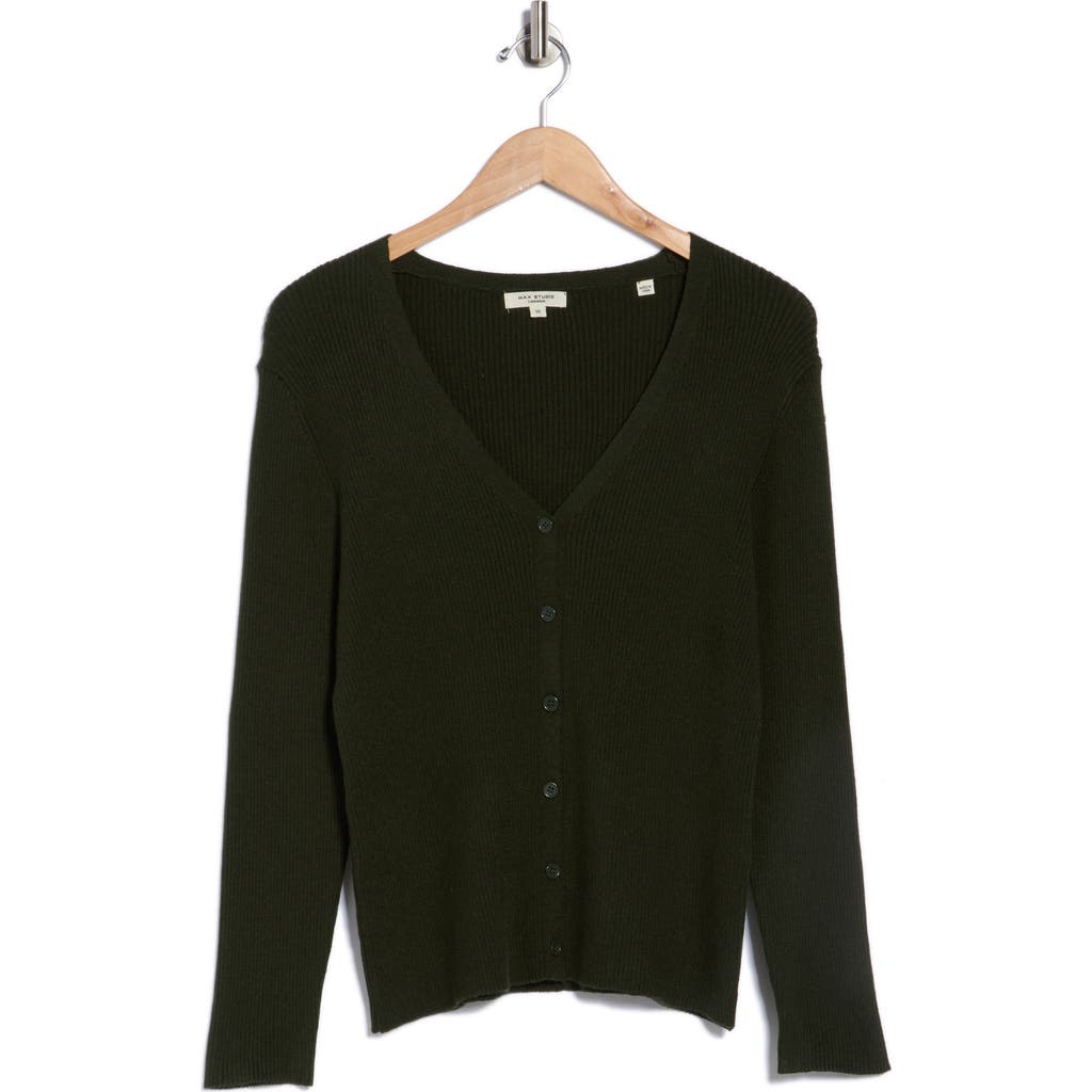 Max Studio Button Cardigan Sweater In Green
