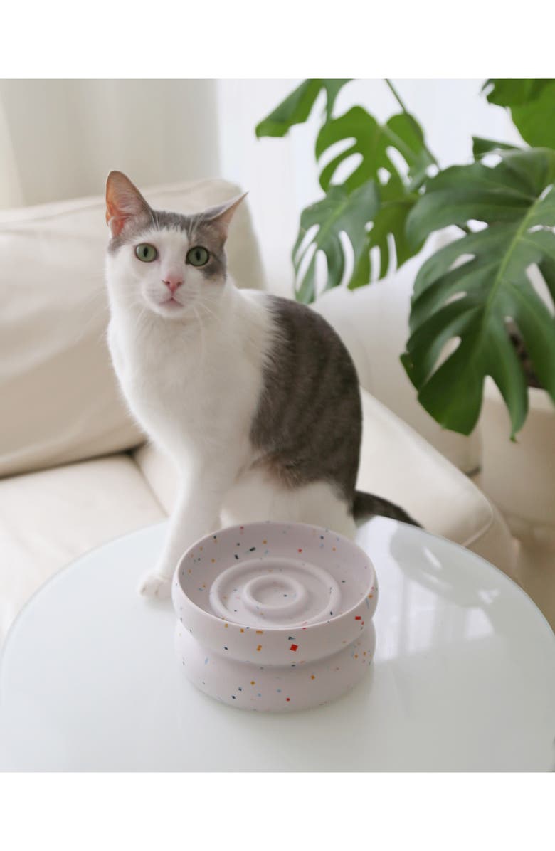 Catenary Halo Tempo Slow Feeder Pet Bowl, Alternate, color, White Speckled