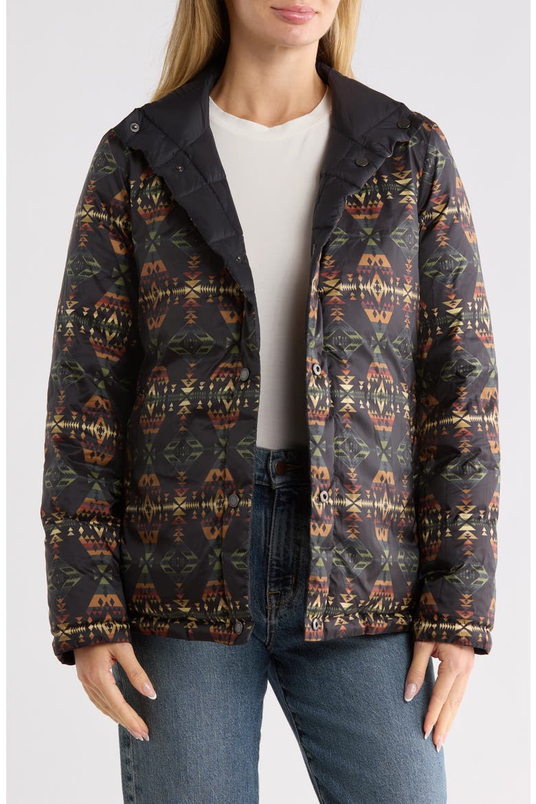 Reversible Snap Front Puffer Jacket, Alternate, color, BLACK/ DIAMOND PEAK