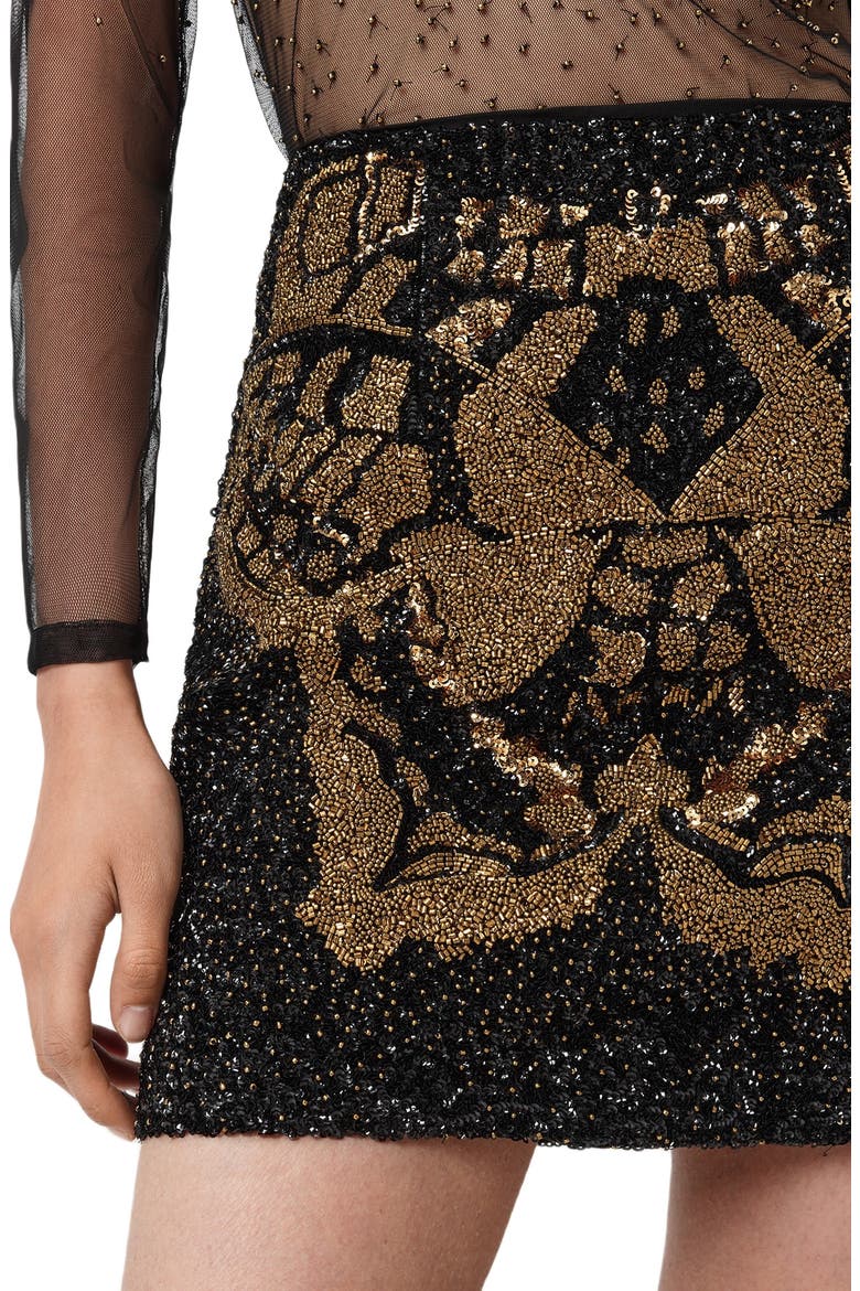 Jamilia Embellished Miniskirt, Alternate, color, BLACK/ GOLD