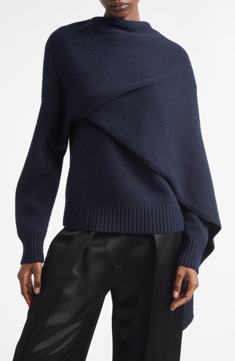 A.L.C. Davin Lambswool Scarf Sweater, Main, color, Navy