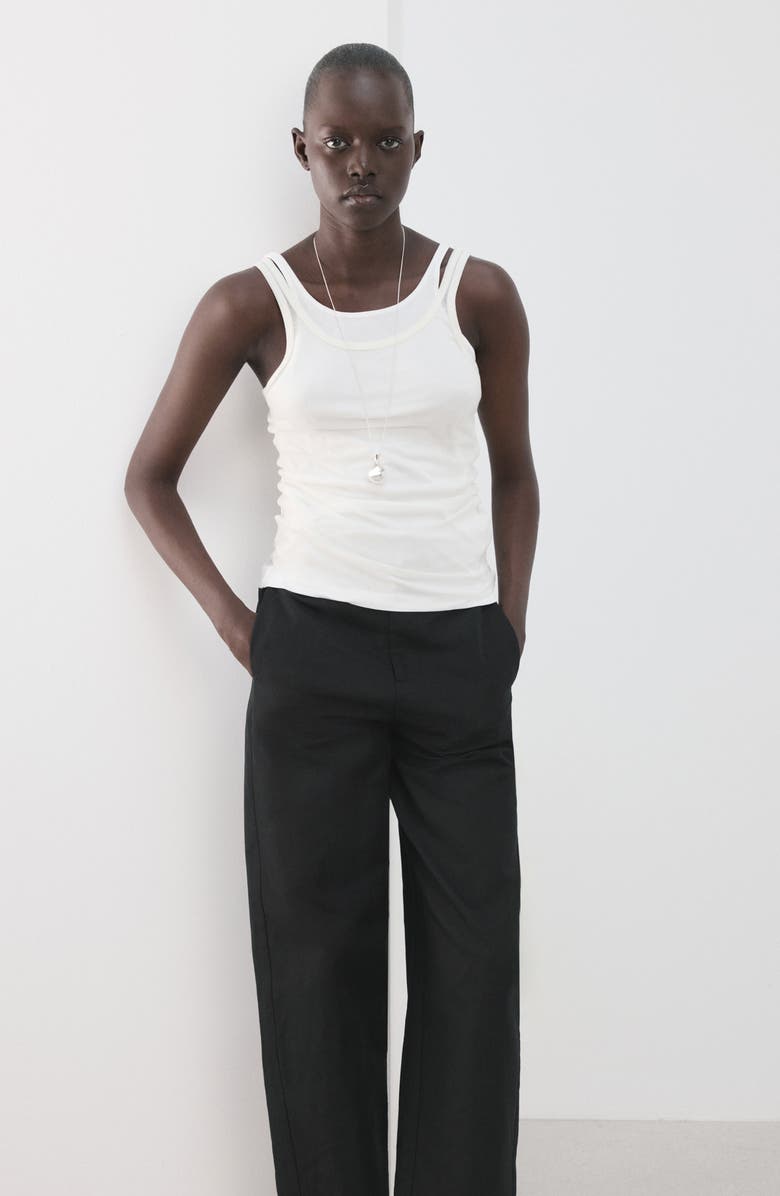 MANGO Barrel Cotton & Linen Pants, Alternate, color, 