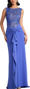 Tadashi Shoji Lace Bodice Twist Front Gown