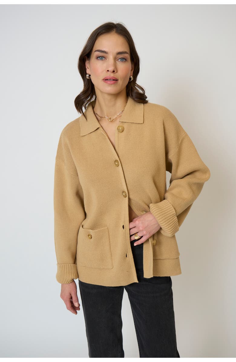 Central Park West Women's Brooke Sweater Barn Jacket, Main, color, Camel