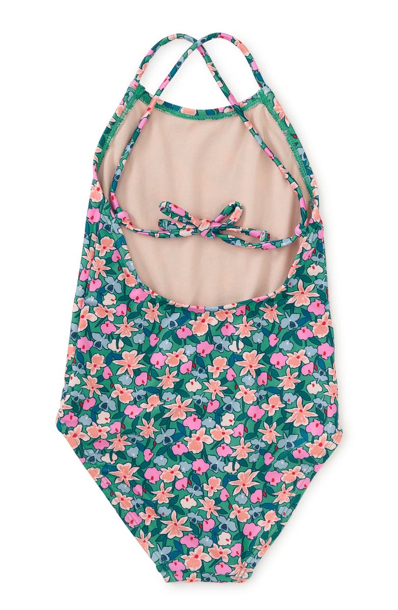 Tea Collection Cross Back One-Piece Swimsuit, Alternate, color, Orchid Ditsy