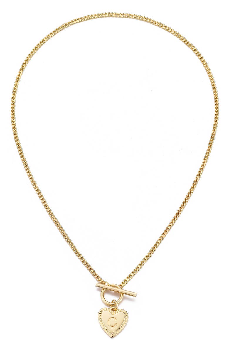 Adornia Initial Heart Toggle Necklace, Alternate, color, Gold-C