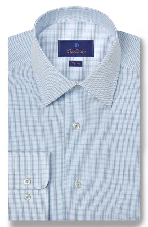 Trim Fit Tattersall Check Cotton Dress Shirt