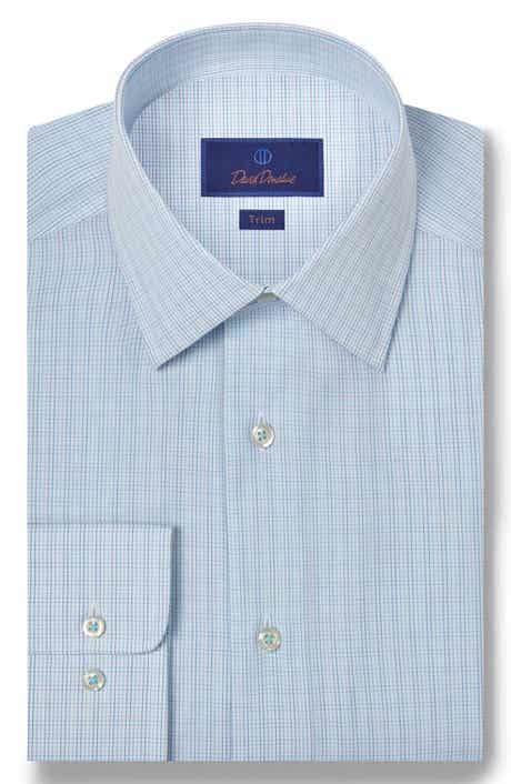David Donahue Trim Fit Tattersall Check Cotton Dress Shirt