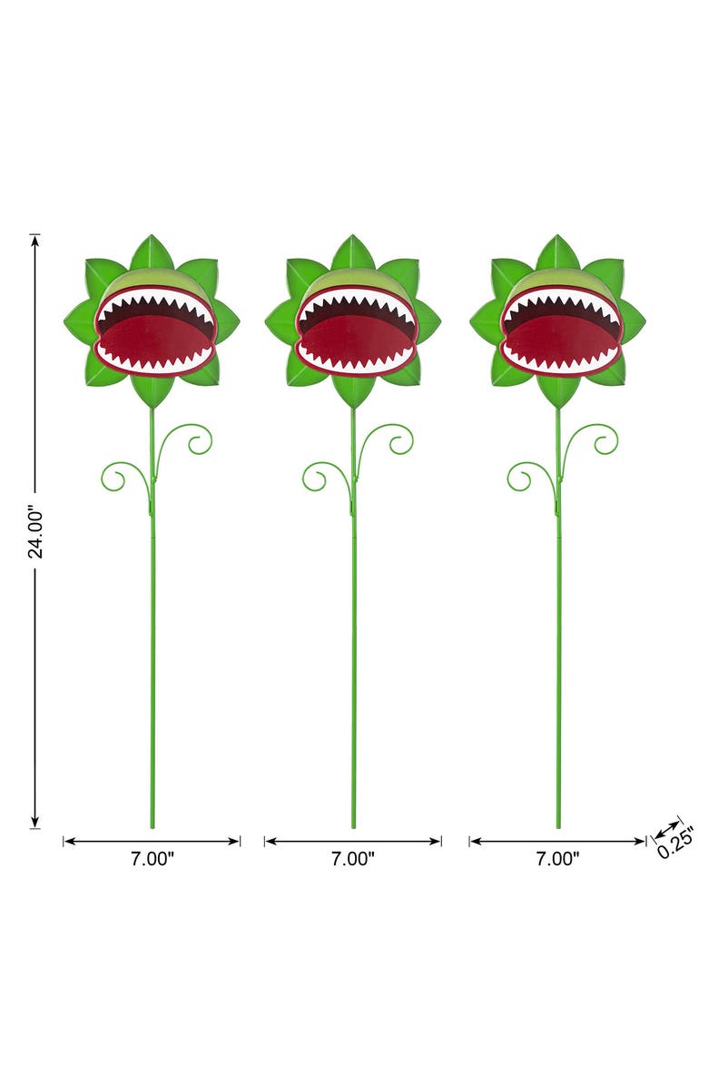 Glitzhome Set of 3 Halloween Metal Chomper Yard Stake, Alternate, color, Green