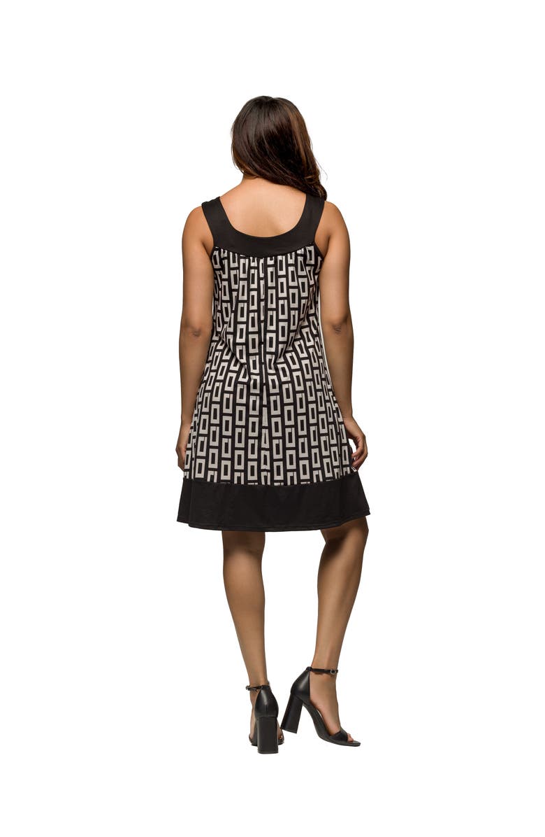 24seven Comfort Apparel Maternity Black and White Scoop Neck Sleeveless Knee Length Dress, Alternate, color, Black Multi