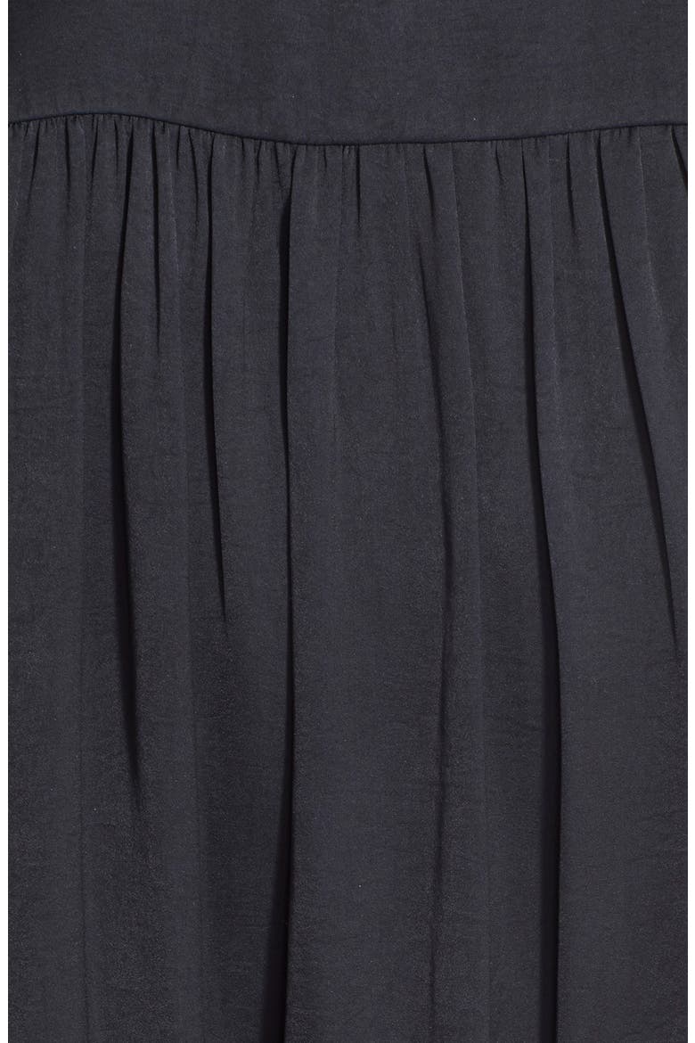 Shirred Shoulder V-Neck Dress, Alternate, color, BLACK