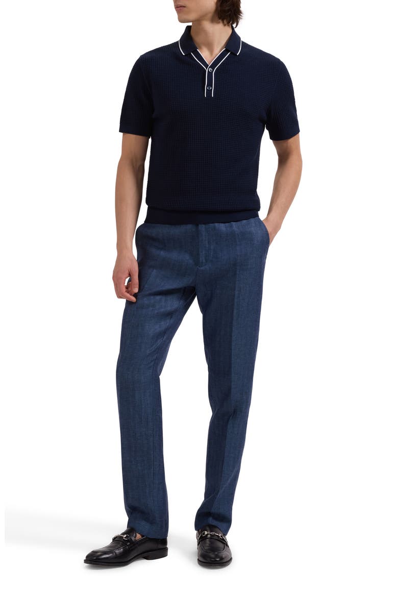Waffle Stitch Polo Sweater, Alternate, color, NAVY