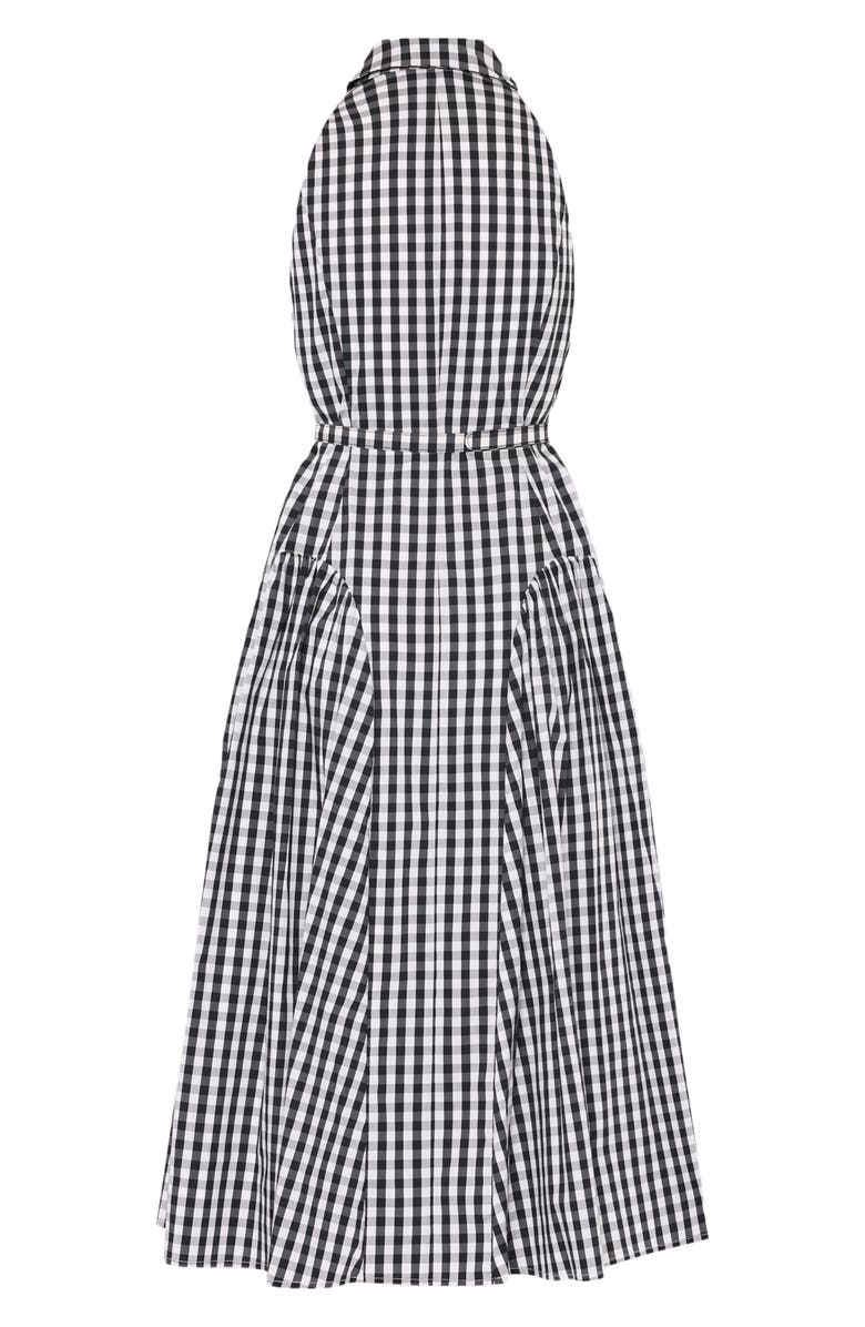 Milly Maxine Gingham Cotton Blend Midi Shirtdress, Alternate, color, Black/ White