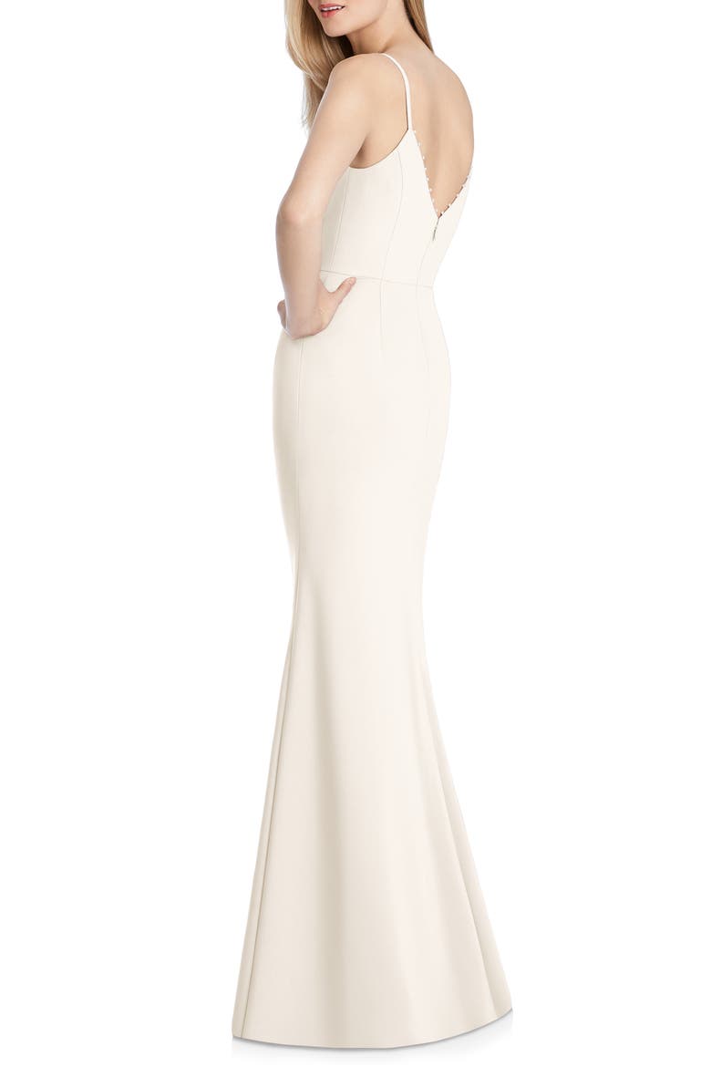 V-Neck Crepe Mermaid Gown, Alternate, color, IVORY
