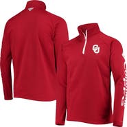 Columbia Men's Columbia Crimson Oklahoma Sooners Terminal Tackle Fleece Raglan Omni-Shade Quarter-Zip Jacket