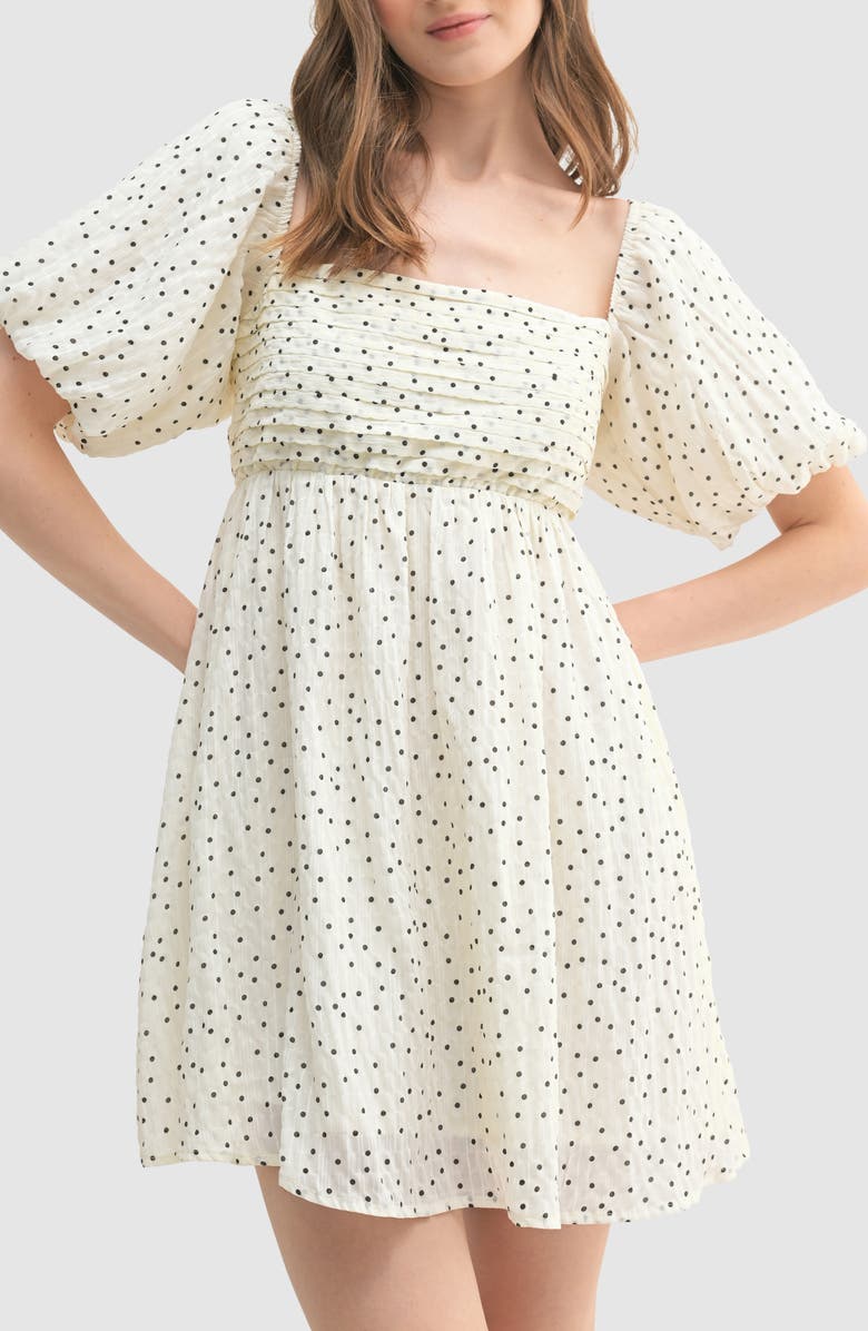 Lush Polka Dot Puff Sleeve Minidress, Alternate, color, 