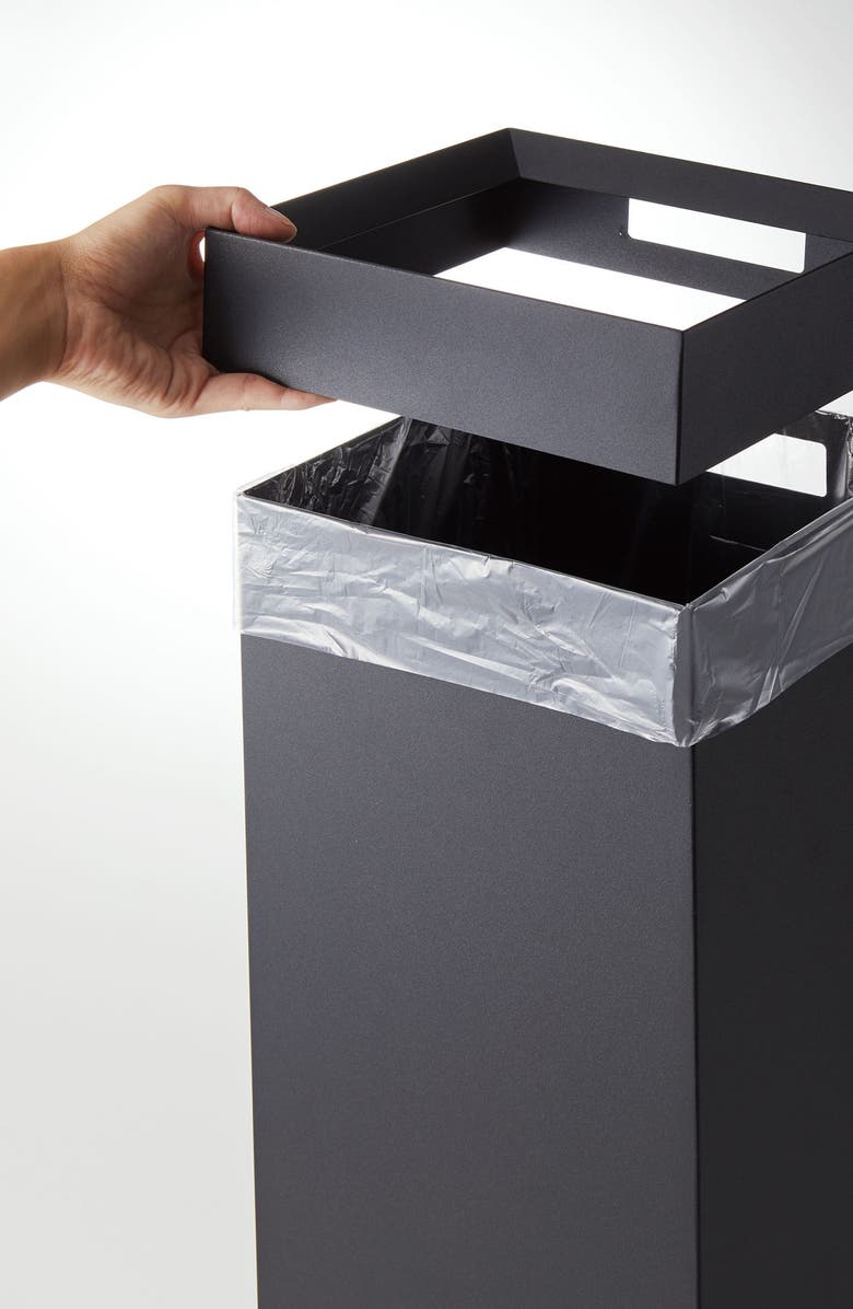 Yamazaki Tall Trash Can, Alternate, color, Black