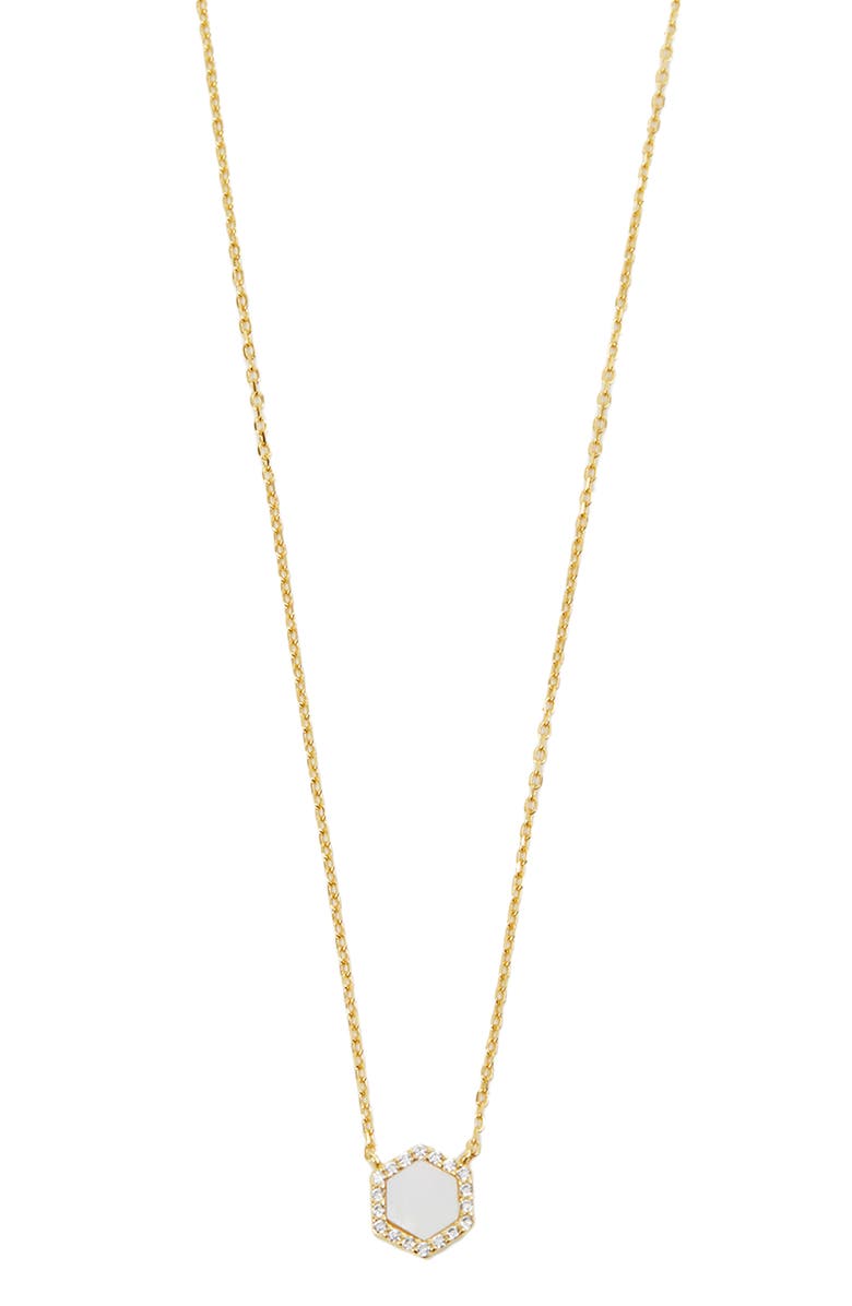 ARGENTO VIVO Pavé Mother-of-Pearl Hexagon Pendant Necklace, Main, color, Gold
