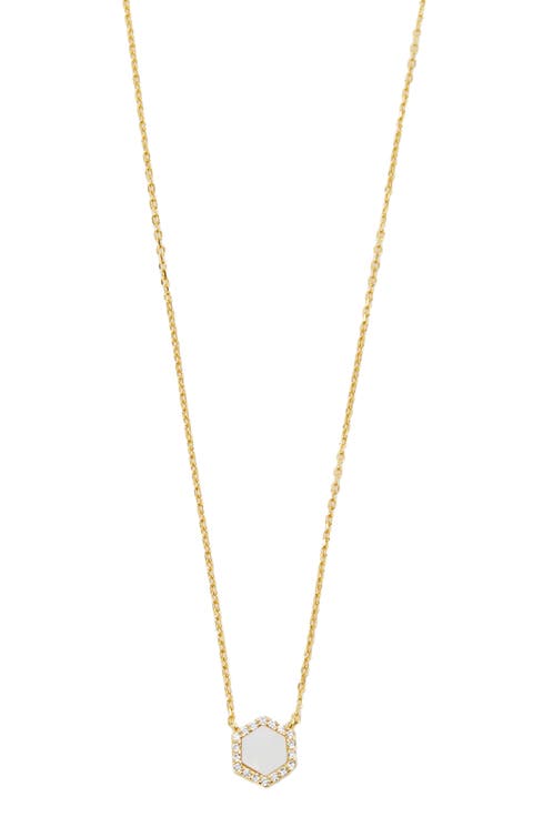 Pavé Mother-of-Pearl Hexagon Pendant Necklace