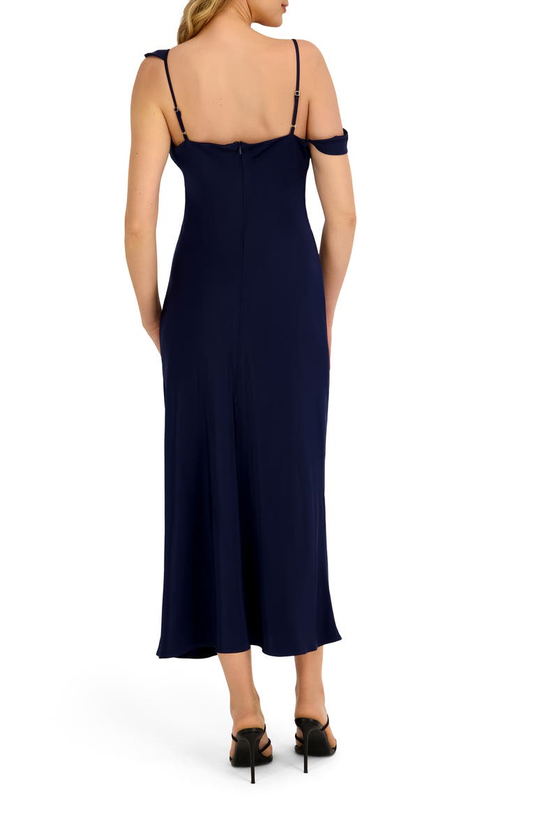 One Shoulder Draped Midi Dress, Alternate, color, PEACOAT