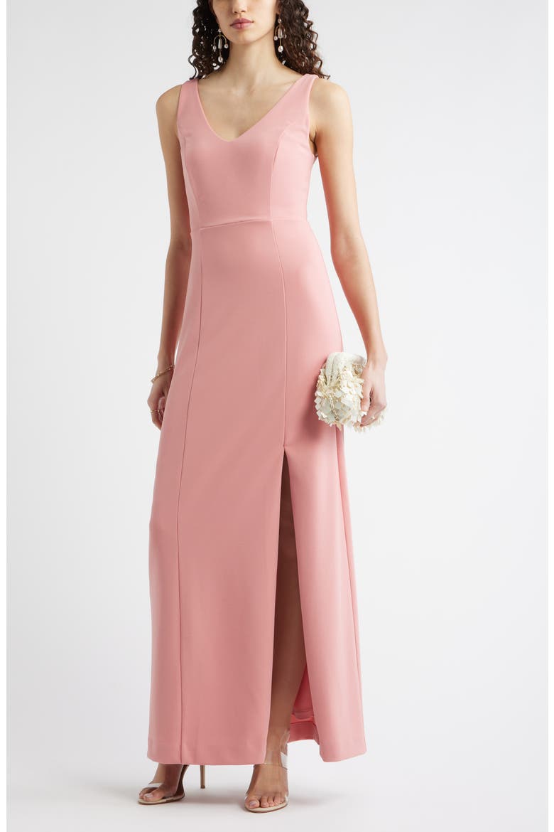Seamed Cotton Blend Sheath Gown, Main, color, PINK APRICOT