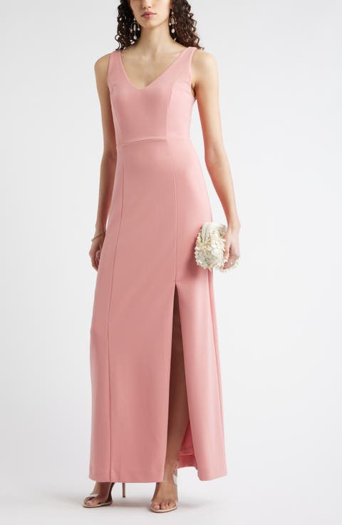 Seamed Cotton Blend Sheath Gown