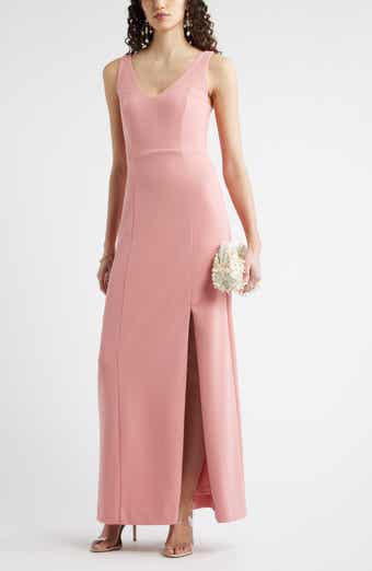 Seamed Cotton Blend Sheath Gown