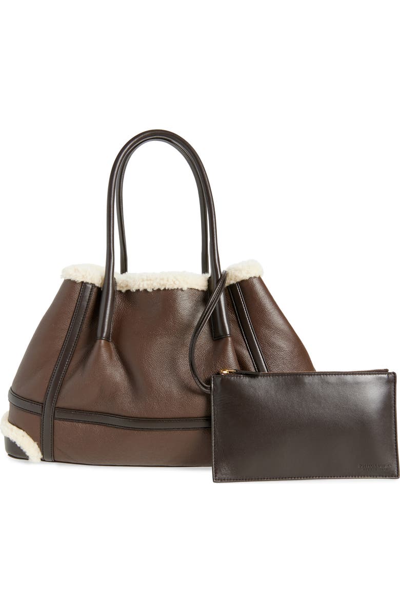Bottega Veneta Medium Pinacoteca Leather & Genuine Shearling Tote, Alternate, color, 2055 Lig Bro-Teddy/ Fon-Mb
