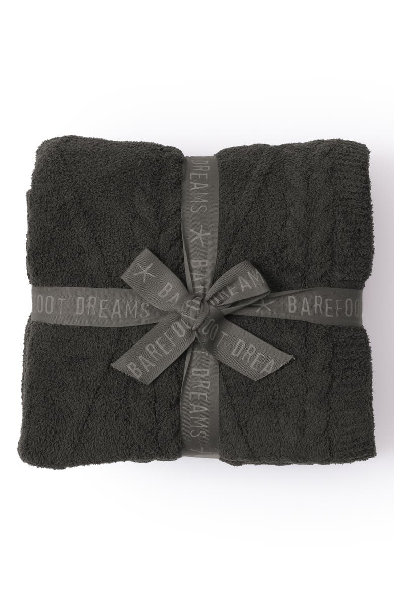 Barefoot Dreams<sup>®</sup> CozyChic<sup>®</sup> Fisherman Cable Throw Blanket, Alternate, color, Dark Moss