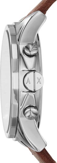 Chronograph Leather Strap Watch, 45mm