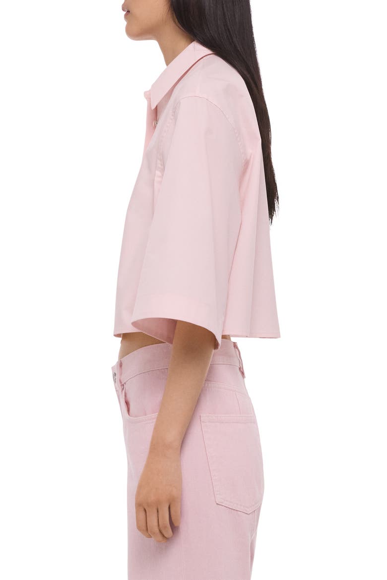 Button Back Boxy Cotton Cotton Button-Up Shirt, Alternate, color, PEONY