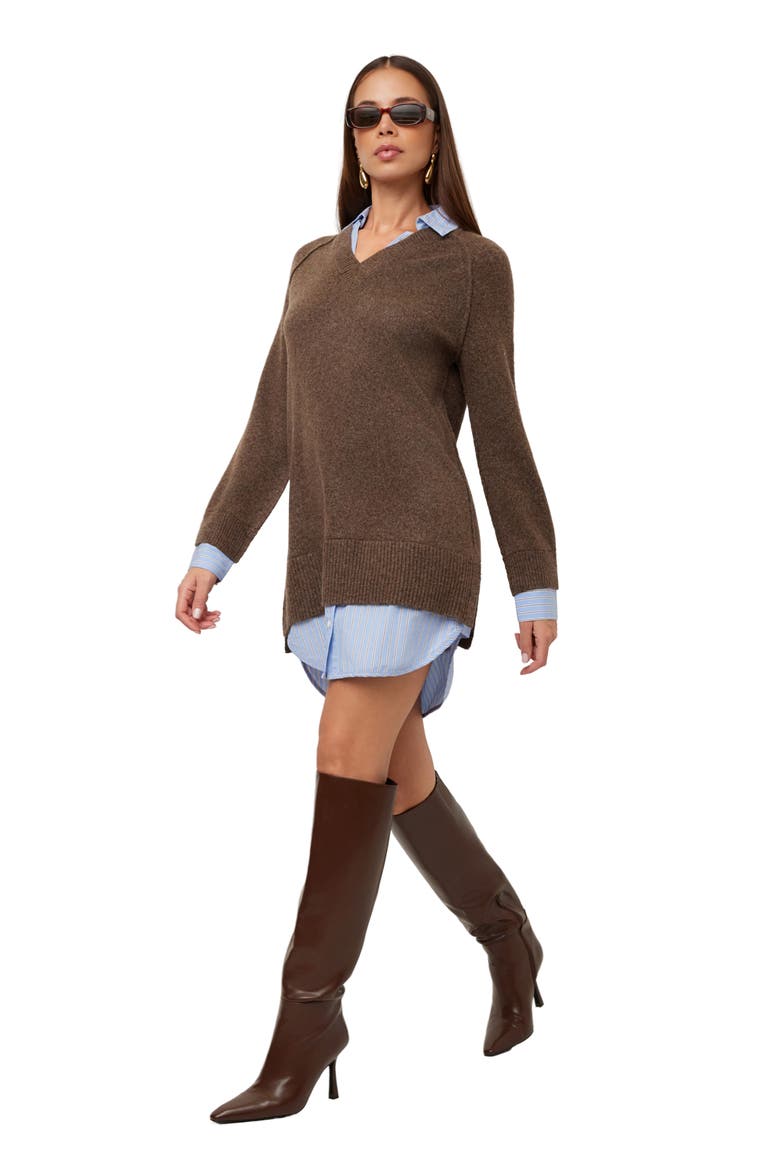 Carrie Mixed Media Minidress, Alternate, color, WOOD