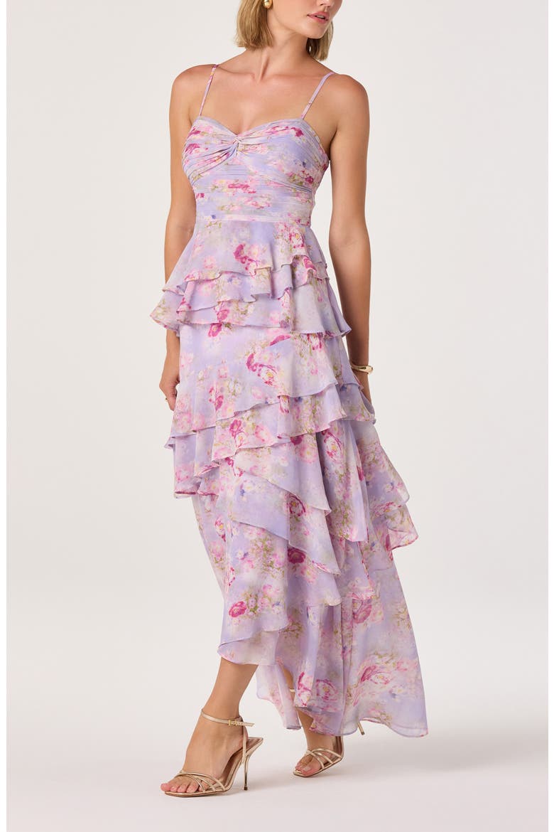 Coline Floral High-Low Dress, Alternate, color, LILAC FLORAL