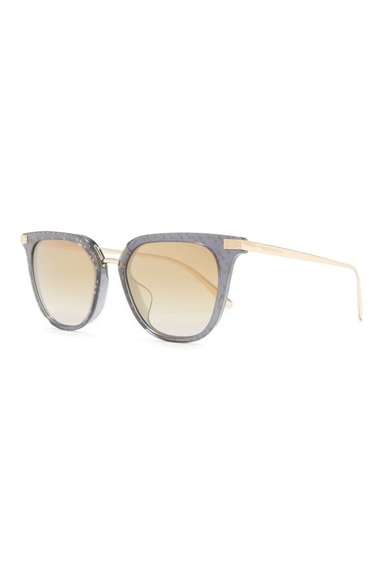 Dolce & Gabbana 52mm Square Sunglasses, Alternate, color, TRANSPARENT BLACK / BROWN