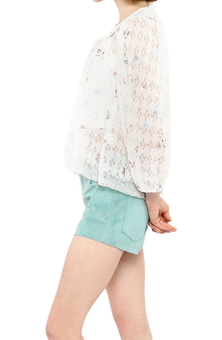 Anna Sui Embroidered Lacey Trellis Blouse, Alternate, color, White Multi