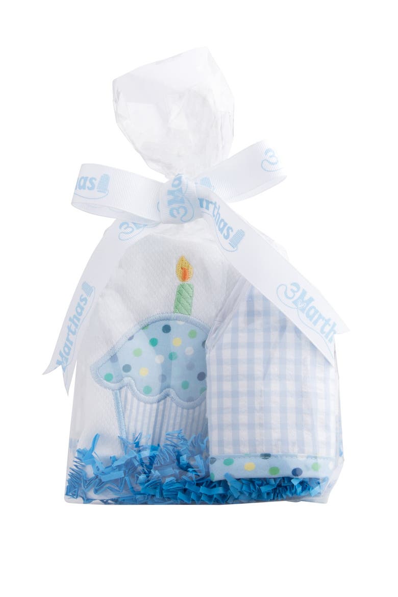 Birthday Bib and Crown Set, Alternate, color, Blue Cupcake