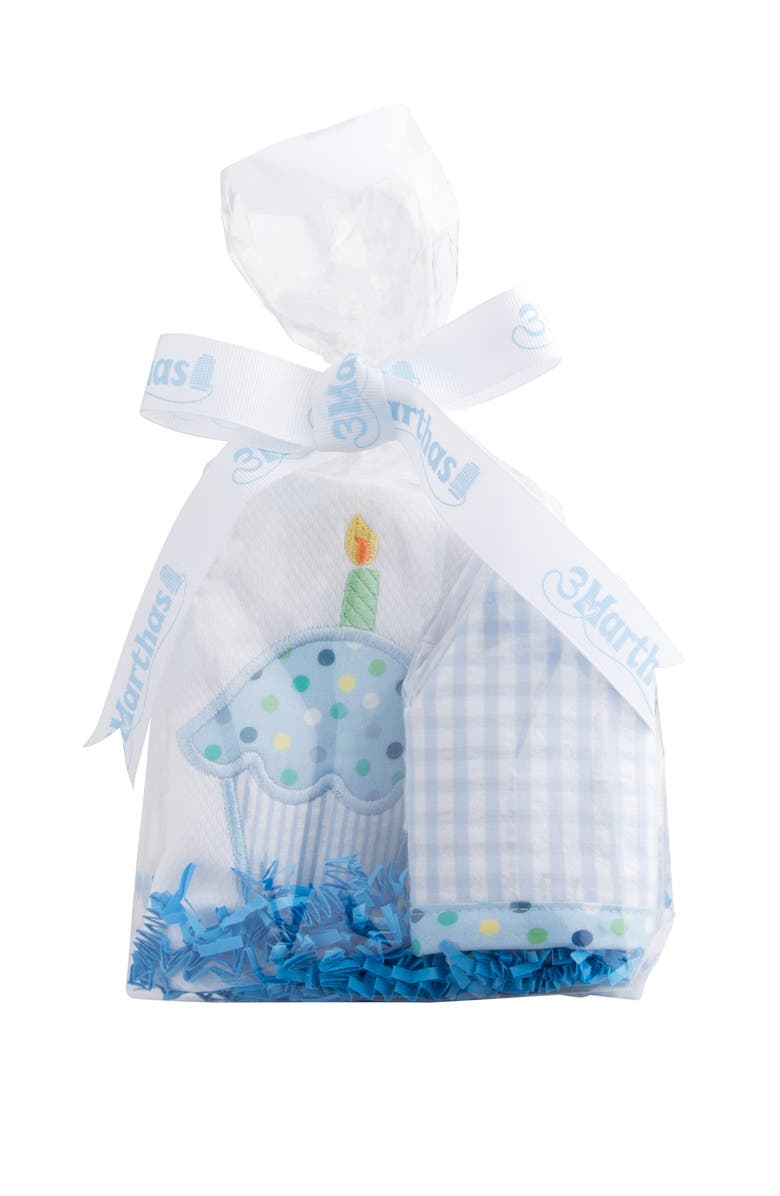 3 Marthas Birthday Bib and Crown Set, Alternate, color, Blue Cupcake