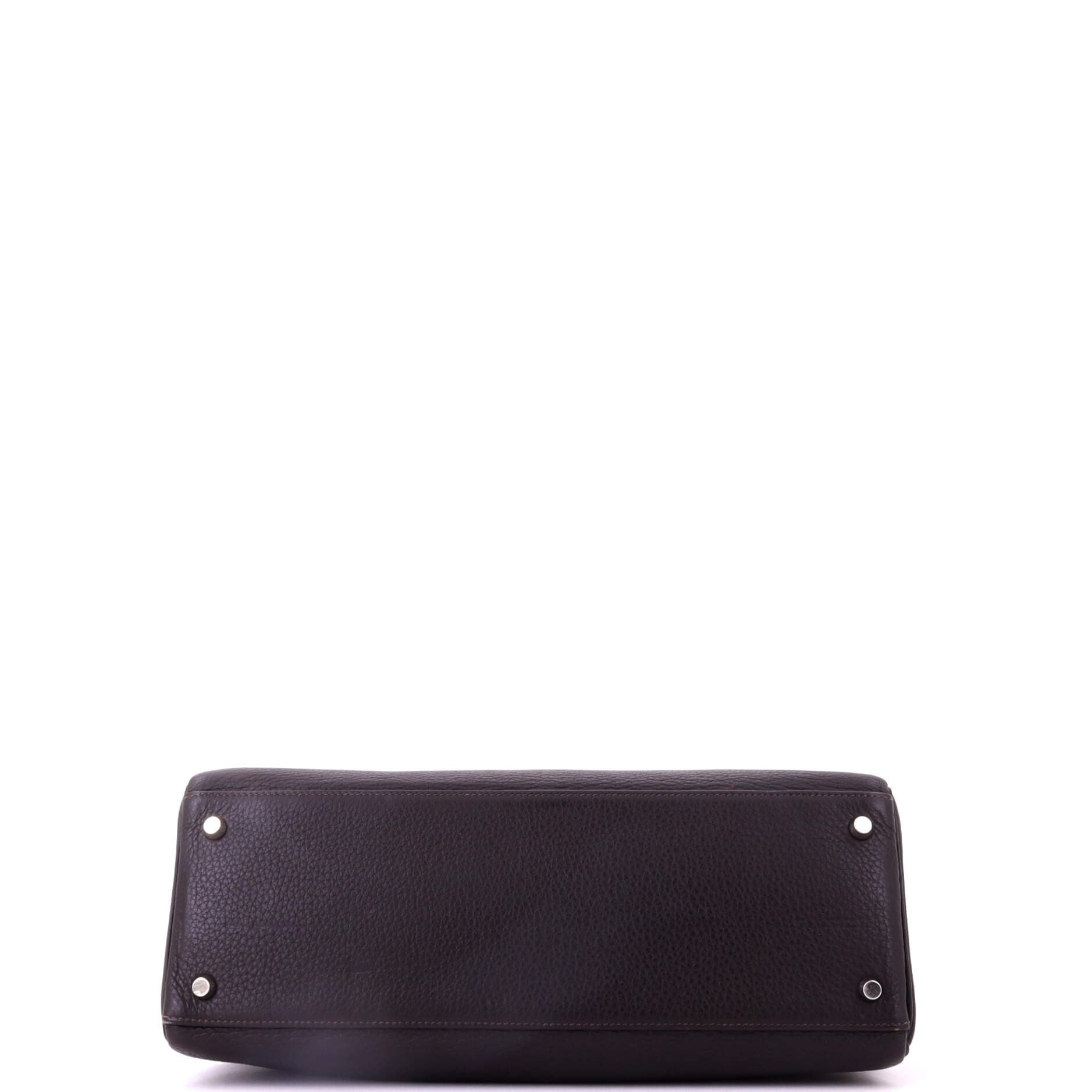 Pre-Owned Hermes Kelly Handbag Brown Togo with Brushed Palladium Hardware 35, Alternate, color, Havane