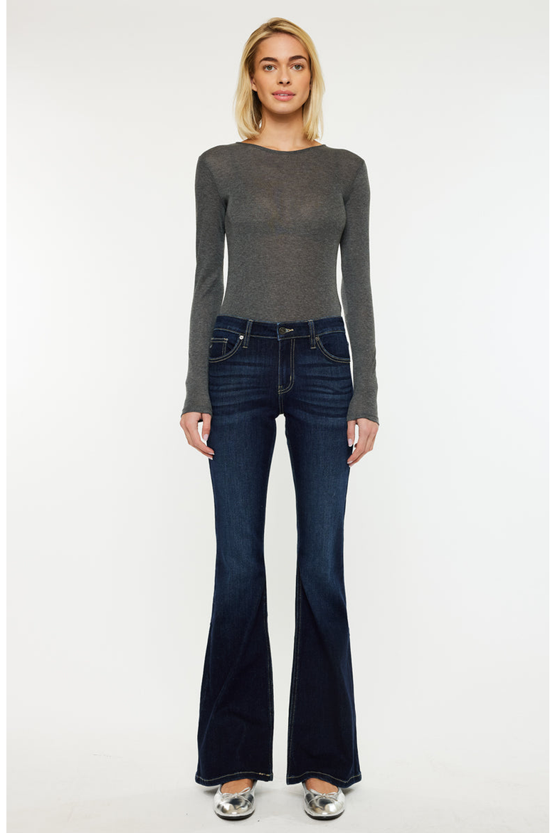 Samuel Mid Rise Flare Jeans, Main, color, Dark Wash