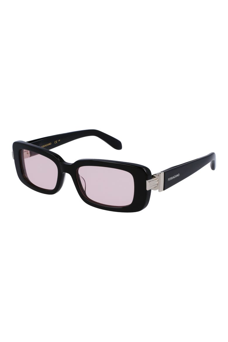 Gancini Evolution 52mm Rectangular Sunglasses, Alternate, color, BLACK/ PINK